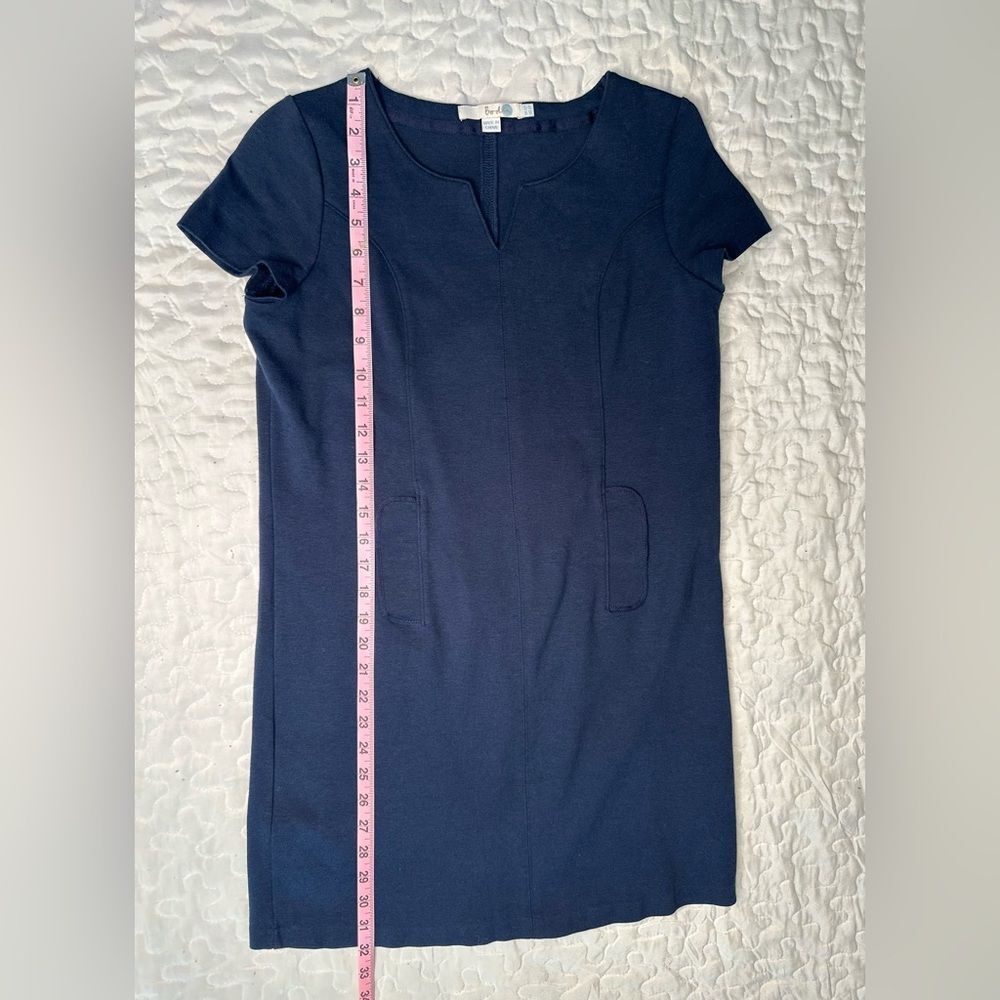 Boden Navy Sheath Dress Size 8 Mod Minimalist Short Sleeve Notch Neck Retro - Picture 7 of 11